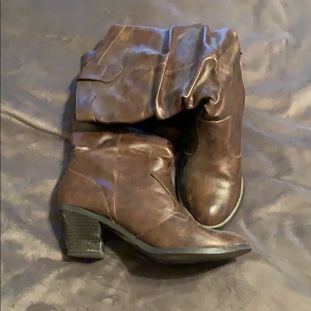 Brown high-heel boots